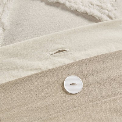 Taupe Cotton King/California King Duvet Cover Set with Textured Accent