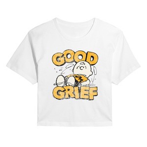 Women's - Peanuts - Good Grief Vintage Cropped Graphic T-Shirt - 1 of 4