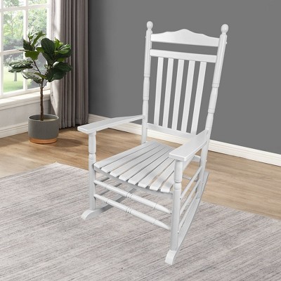 Rocking Camping Chair, Outdoor Rocking Chair With Slatted Backrest, Solid Wood Frame, Armrest, Up To 280LBS Load-bearing Capacity Rocking Chair