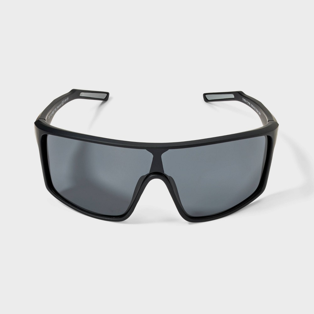 Men's Rubberized Plastic Shield Sunglasses with Polarized Lenses - All In Motion™ Black