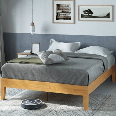 Moiz 14" Deluxe Wood Platform Bed Frame Natural - Zinus