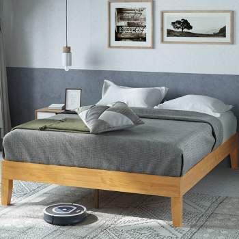Moiz 14" Deluxe Wood Platform Bed Frame Natural - Zinus