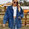Womens Oversized Drop Shoulder Denim Jacket Casual Loose Fit Jean Coat - 3 of 4