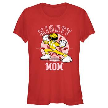Junior's Women Power Rangers Mighty Mom Yellow T-Shirt