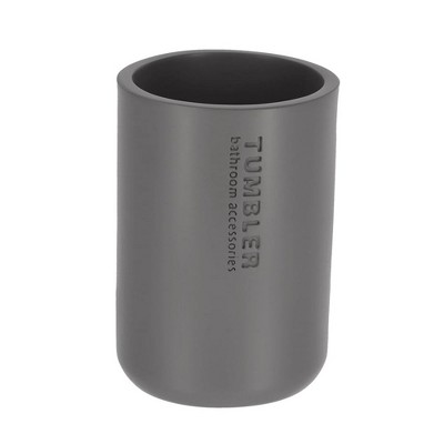 Modern Matte Gray Polyresin Bathroom Tumbler Toothbrush Holder