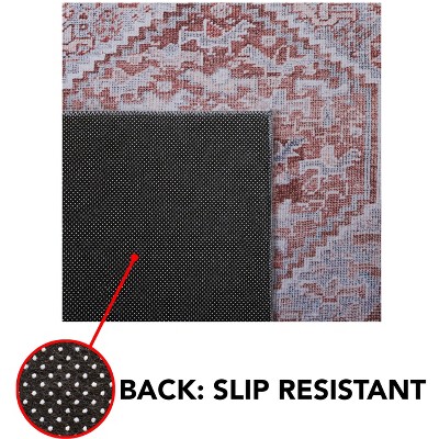 Gray and Rust Hand-Knotted Washable Synthetic Area Rug