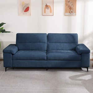 Chenille Sofa with Adjustable Armrests and Extra Thick Cushions - 1 of 4