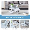 Minimalis Round Glass Coffee Table With Unique Design Legs,Walnut Colored Texture Sticker MDF Legs,Coffee Table With Glass Top -Maison Boucle - 4 of 4