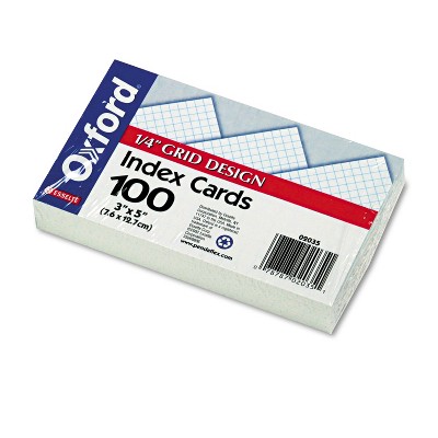 Oxford Grid Index Cards 3 x 5 White 100/Pack 02035