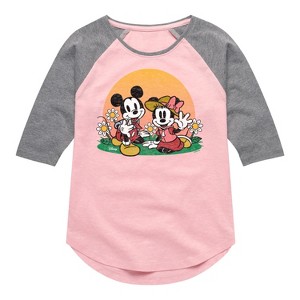 Girls' - Disney - Mickey & Friends Shirt Tail Raglan Graphic T-shirt - 1 of 3