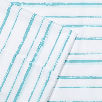 Pointehaven Microfiber Deep Pocket 100% Polyester Sea Stripes 3 pc Sheet Set, Twin Extra Long