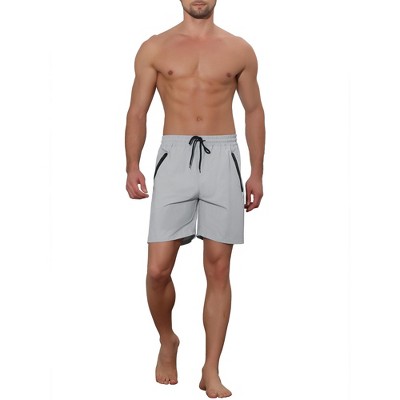 Lars Amadeus Men's Solid Color Elastic Waistband Swimwear Shorts 2 Packs Gray/Yellow 30 — фото 2