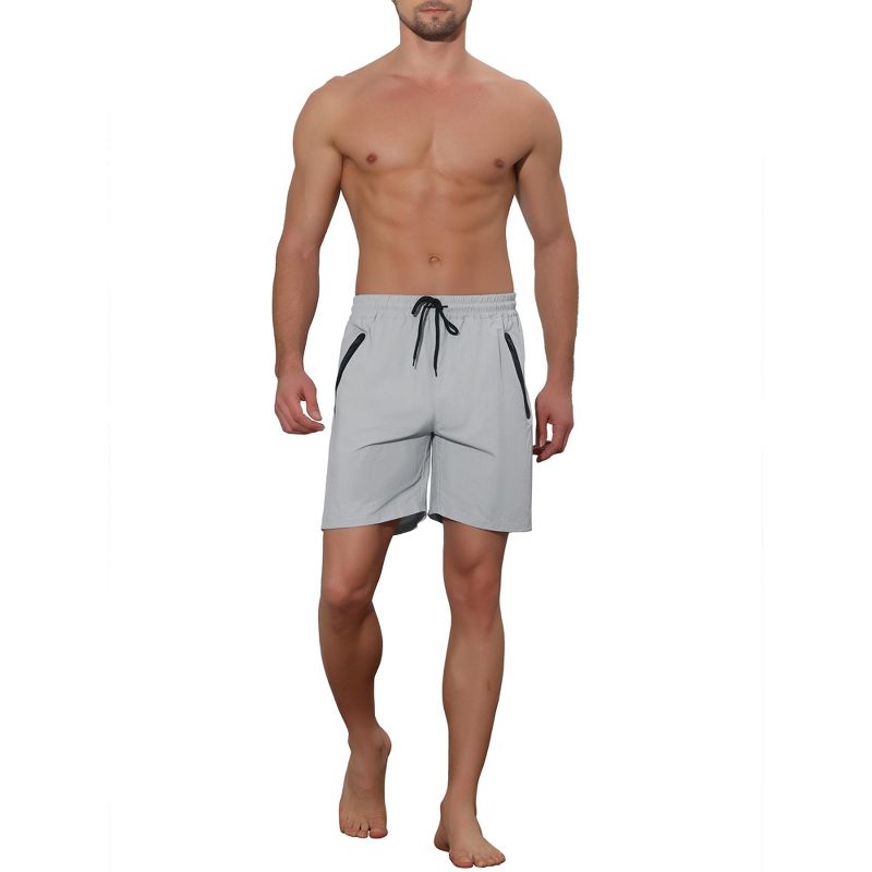 Lars Amadeus Men's Solid Color Elastic Waistband Lightweight Swimwear Shorts, 2 of 6