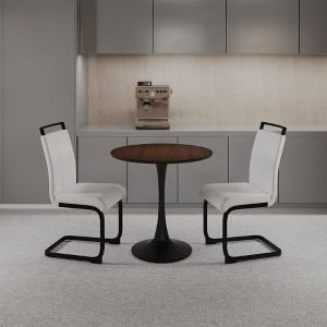 NicBex Round Dining Table for 4 Modern Kitchen Table Chairs Set with Pedestal Base and 2 PU Chairs for Dining Rooms - 1 of 4
