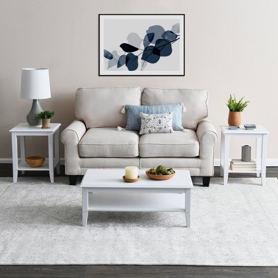 White Pine Wood Rectangular Coffee Table with Storage