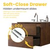 FAMYYT 24 in. Single Sink Floating Walnut Bath Vanity with White Ceramic Top, 2 Soft Drawers - 4 of 4