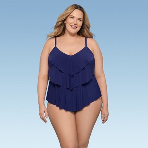 Aqua Green, Women's Triple Tier Tankini - 1 of 3