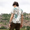 Campus Sutra Men Men's Forest Green & Bone Beige Abstract Seersucker Shirt - 4 of 4