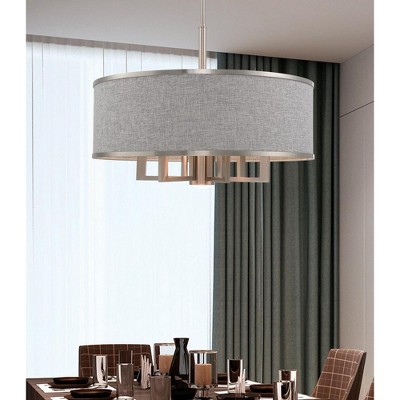 Park Ridge Brushed Nickel 7-Light Pendant with Gray Fabric Shade
