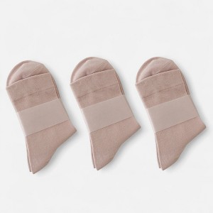 Anna-Kaci Women's Minimalist Solid Pink Crew Socks 3-Pack Soft Cotton Blend Comfort Fit Seamless Toe Design - 1 of 4