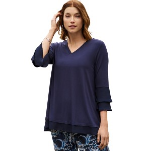 Jessica London Ruffle Layered Sleeve Top - 1 of 2