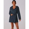 cheibear Women's Winter Fuzzy Belted Hooded Flannel Plush Bath Robe with Pockets - 2 of 4