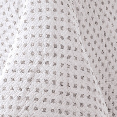 Gray Cotton Twin Reversible Quilt Set with Sham