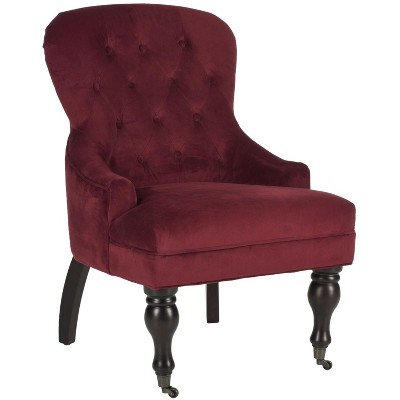 Elegant Red Velvet Contemporary Accent Chair with Curved Spindle Legs