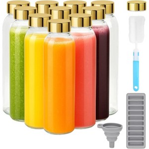 Glass Juice Bottles with Stainless Steel Lids, 18 oz Reusable Leak Proof Jars, Set of 6 - 1 of 4