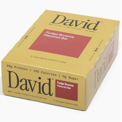 David Protein Protein Bars with 28g Protein - Fudge Brownie Flavor - 12ct