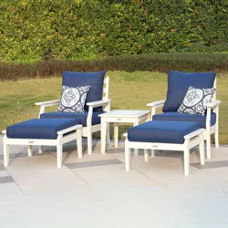 Aspen 5pc Outdoor Deep Seating Set with Chairs, Ottomans & End Table - LuXeo
