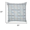 20" Beige Check Cotton Blend Throw Pillow With Embroidery - 3 of 4
