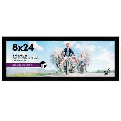 Americanflat 8x24 Picture Frame in Black - Composite Wood with Shatter Resistant Glass - Horizontal and Vertical Formats for Wall