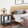 Tangkula 2 PCS Industrial Coffee End Table Bedside Nightstand W/ Shelf Black/Silver - 3 of 4