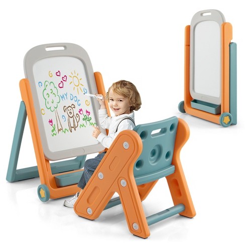 Costway Kids Easel W/chair Art Easel For Kids Height Adjustable