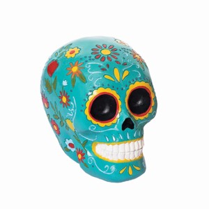 Gallerie II Aqua Floral Sugar Skull Decorative Figure Figurine - 1 of 4