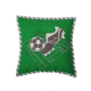 Bacati - Soccerball Green/Grey Muslin Throw Pillow