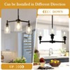 Matte Black 3-Light Farmhouse Chandelier with Clear Cylinder Glass Shades Adjustable Height for Dining Room Kitchen Island Living Room - 2 of 4