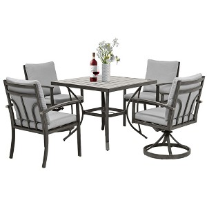HAPPATIO Patio Outdoor Dining Set - All Aluminum Patio Table and Chairs Set with Cushions, Patio Dining Set for Lawn, Garden - 1 of 4