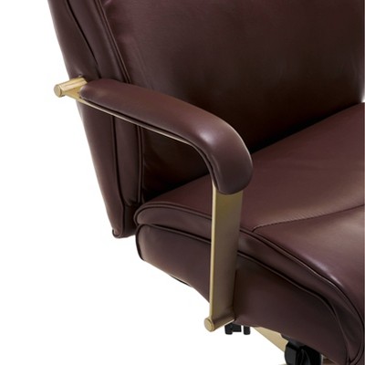 Brown Bonded Leather Ergonomic Executive Office Chair with Lumbar Support