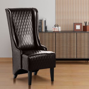 Lyngins Vintage High-Back Accent Chair, Modern High Wingback Chair, Faux Leather Living Room Chair with Birch Legs, Comfy Reading Chair/Sofa Chair - 1 of 4