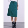 INSPIRE CHIC Women's High Waist Elastic Back A-Line Belted Corduroy Midi Skirt with Pockets - 2 of 4