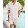 Men 2 Piece Set Short Sleeve Button Down Shirt and Drawstring Short Set Casual Summer Beach Outfit - 2 of 4