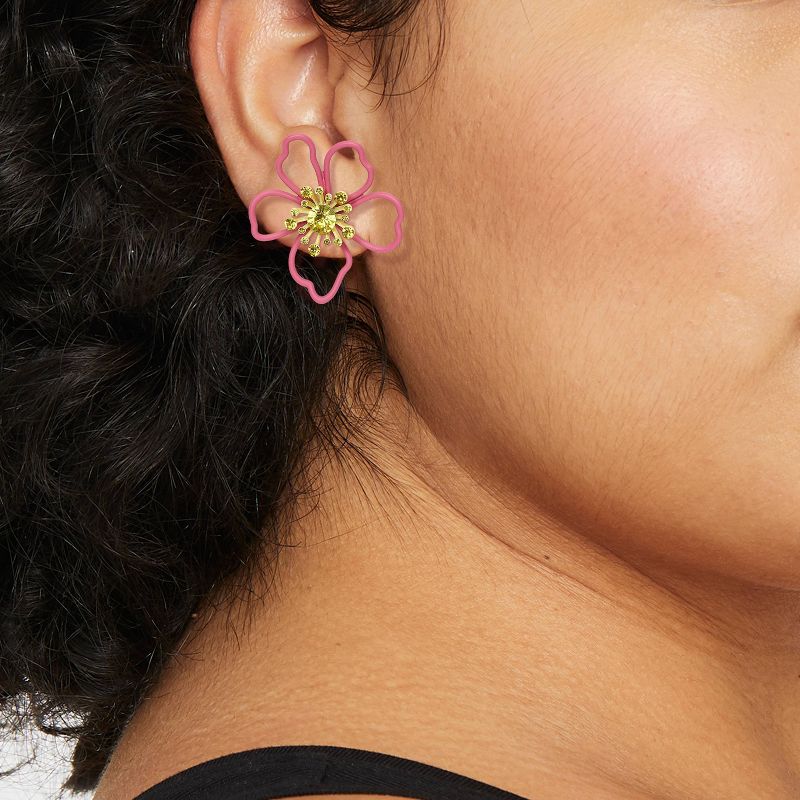 Wired Flower Stud with Stone Center Earrings - A New Day™, 3 of 5