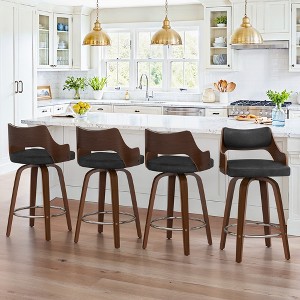 Arceso 26" Swivel Counter Height Bar Stools,Mid-Century Wooden Barstools with Backs for Kitchen Restaurant - 1 of 4
