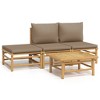 vidaXL 4 Piece Patio Lounge Set with Taupe Cushions Bamboo - 2 of 4