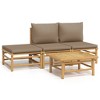 vidaXL 4 Piece Patio Lounge Set with Taupe Cushions Bamboo - image 2 of 4