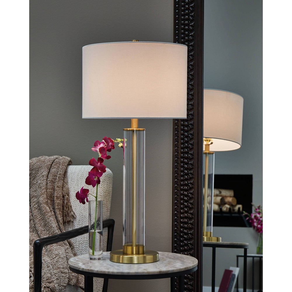 Photos - Floodlight / Street Light Signature Design by Ashley Orenman Table Lamps: Metallic Finish, Drum Shade, 29.25" Height