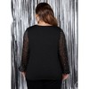 Coolmee Women's Plus Size Mesh Long Sleeve Tops Fall Winter Fashion Tunics Casual Front Twist Crew Neck T-Shirt - 3 of 4
