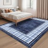 Modern Area Rug Ultra-Soft Throw Rugs Contemporary Plaid Accent Carpet Non-Shedding Bordered Floor Cover Foldable Thin Indoor Mat for Bedroom - 4 of 4